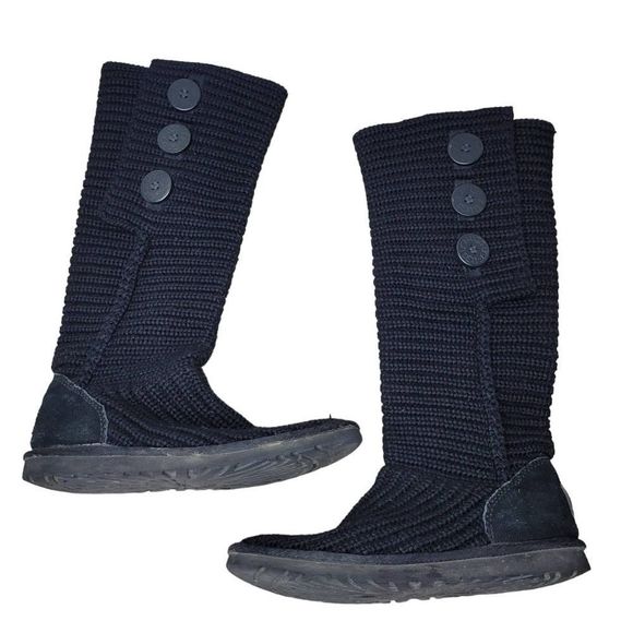 UGG Shoes - UGG Classic Cardy Black Wool Knit Boot 5819 Women's US 6